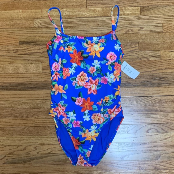 La Blanca Other - La Blanca swimsuit - blue one piece with floral print, size 6 bathing suit